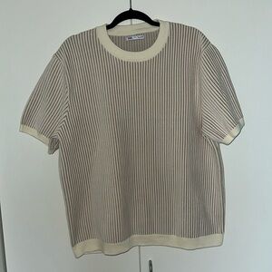 Zara Short Sleeve Sweater Brown/Tan Size L